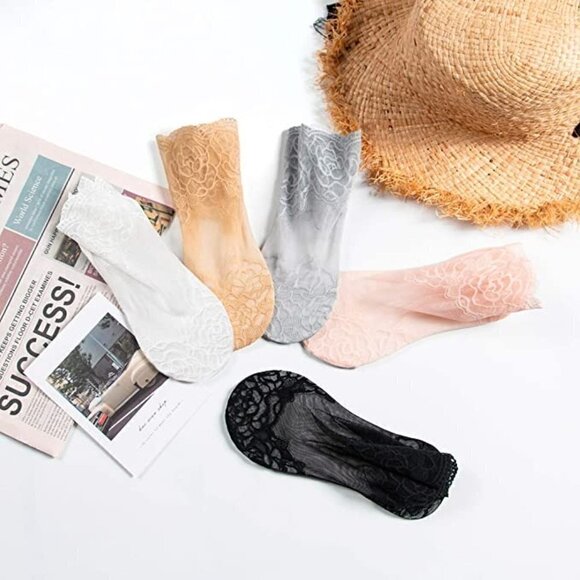 LADIES Socks Lace Short Ankle Stockings Socks Boots Heels Anklet Dress NWT - Picture 6 of 9